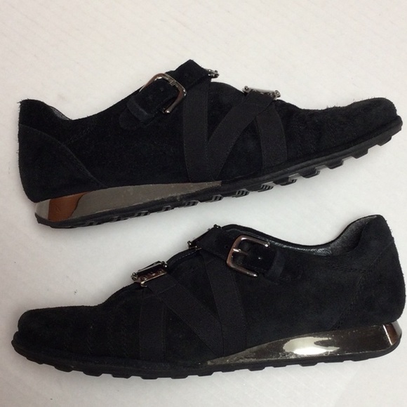 Stuart Weitzman Suede Metal Detail Sneakers Sz 5 - Picture 8 of 12